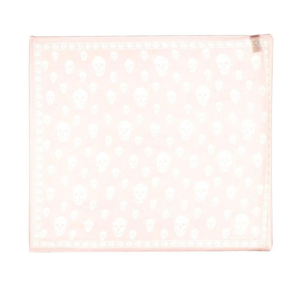 Alexander McQueen Skull All Over Print Scarf 100% Silk Square 46" x 40" Pink
